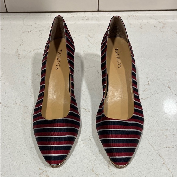 Talbots Shoes - Talbots Chic Navy and Red Striped Heels